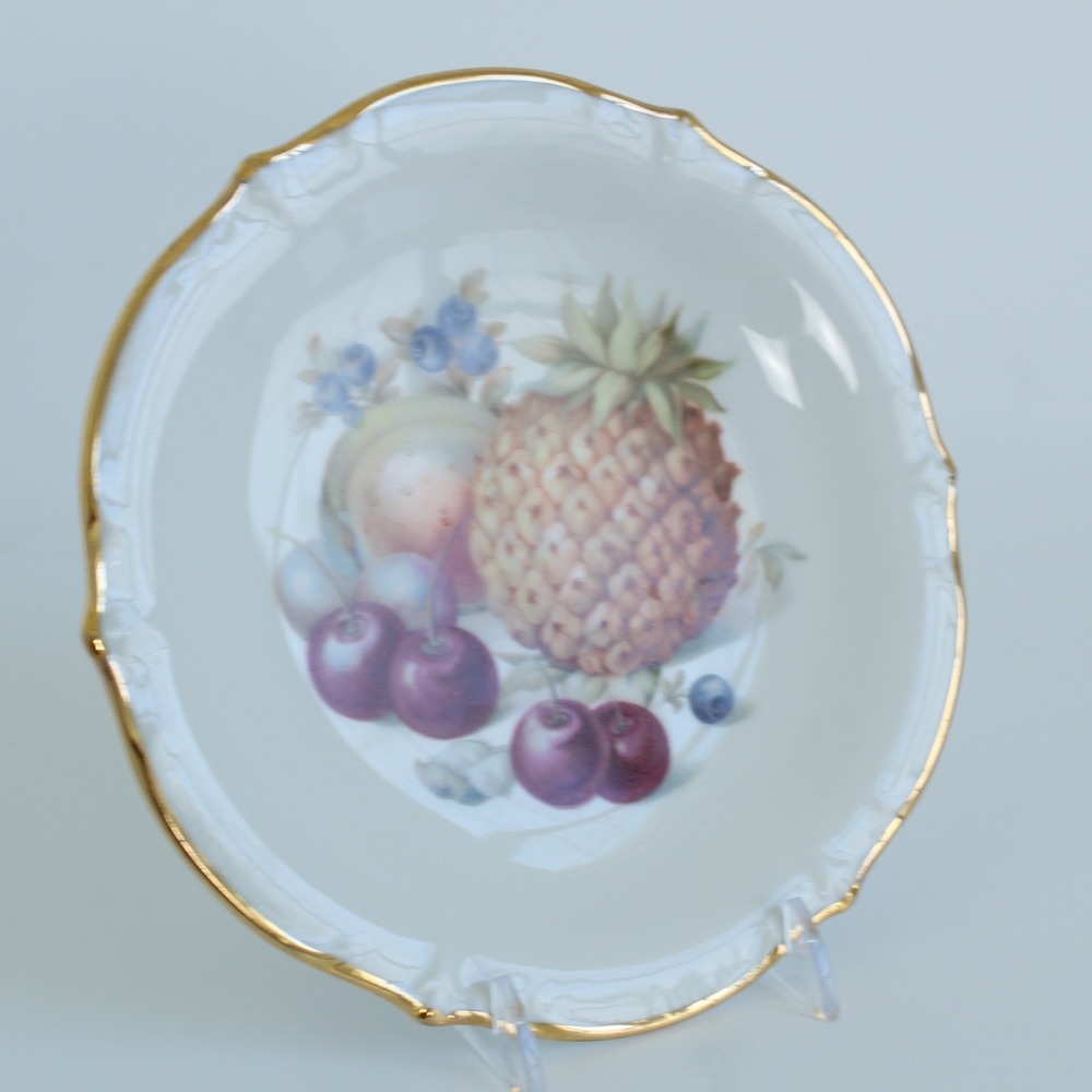 Schumann Arzberg Fruit Motif Porcelain Plate Gold‎ Trim Germany 6.25in Vintage - Picture 4 of 7